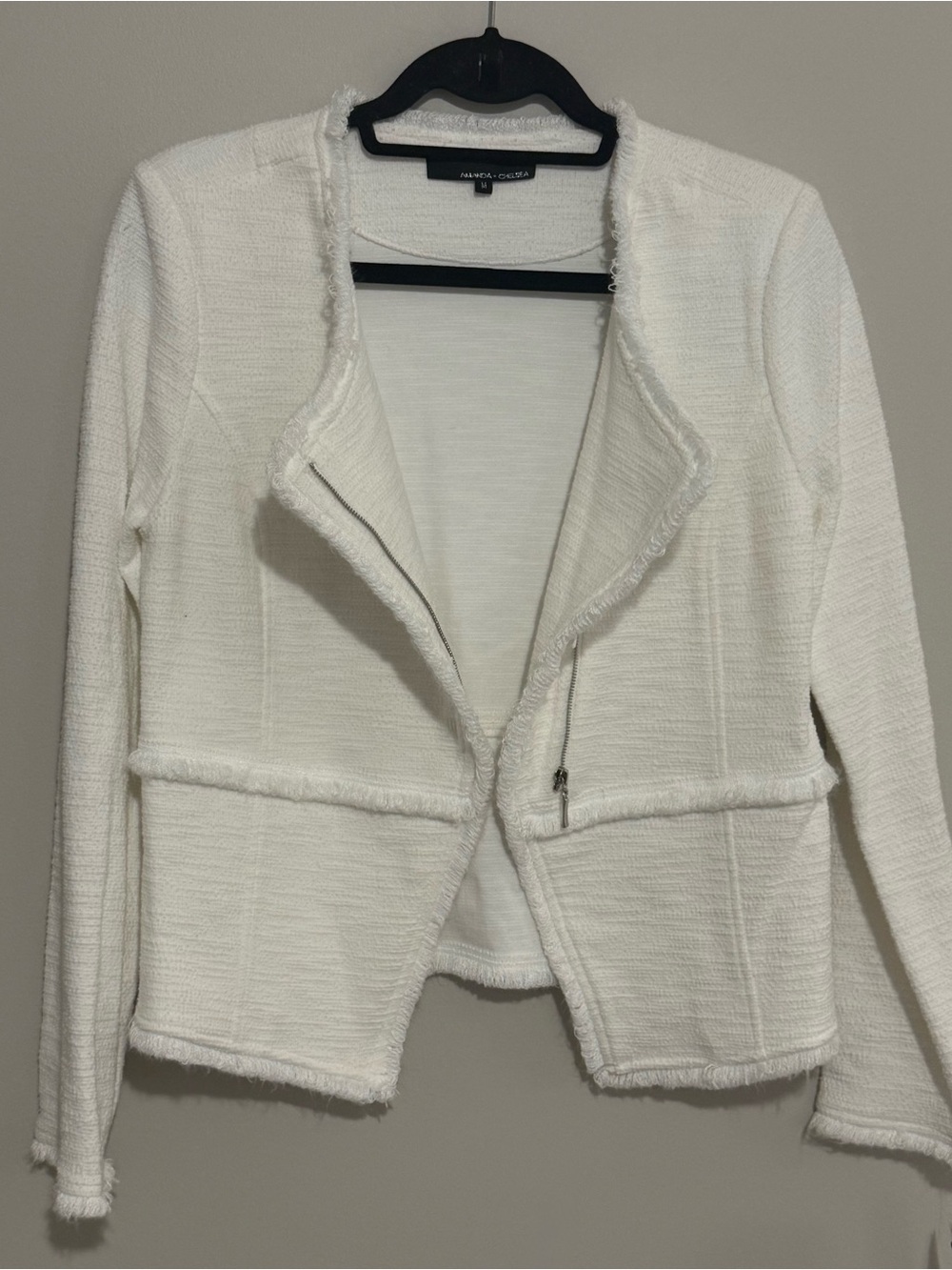 Amanda & Chelsea Ivory Asymmetric Open-Front Blazer - Picture 3 of 9